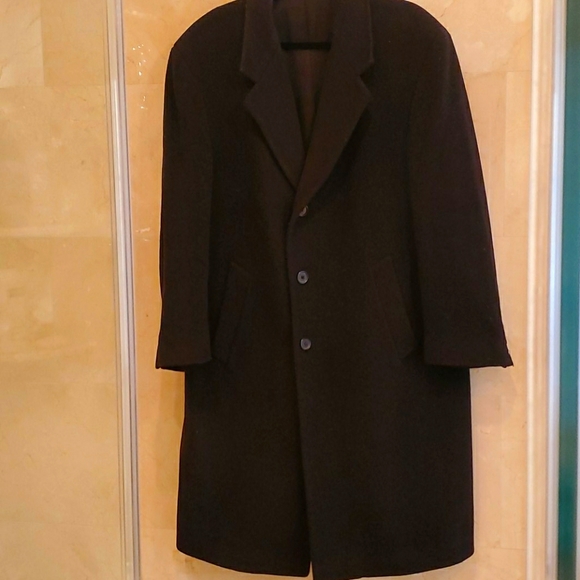 MEN'S BLACK WOOL RALPH LAUREN OVERCOAT COAT JACKET - Picture 1 of 8